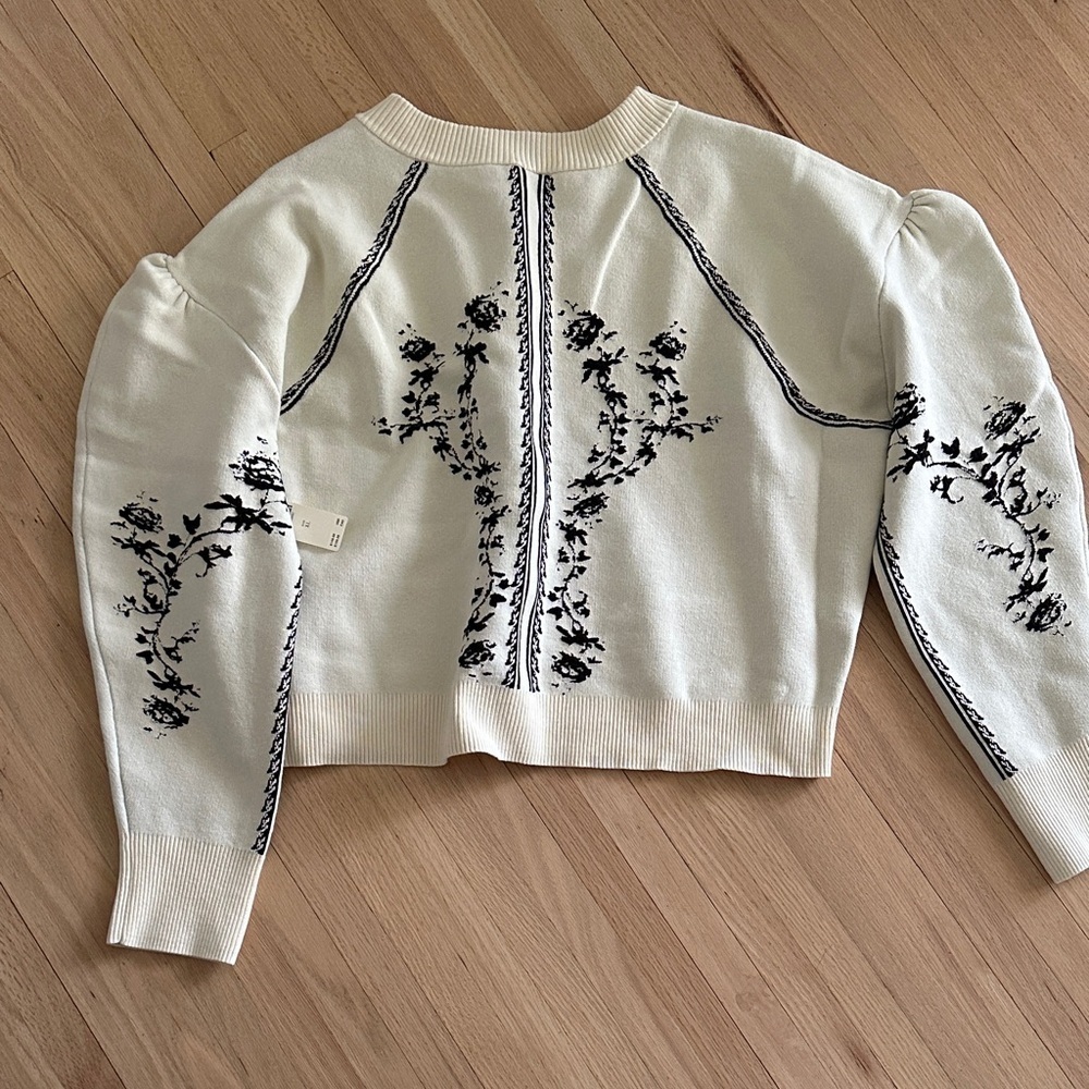 Anthropologie Sculpted Puff-Sleeve Cardigan Sweater - XL - Picture 10 of 11